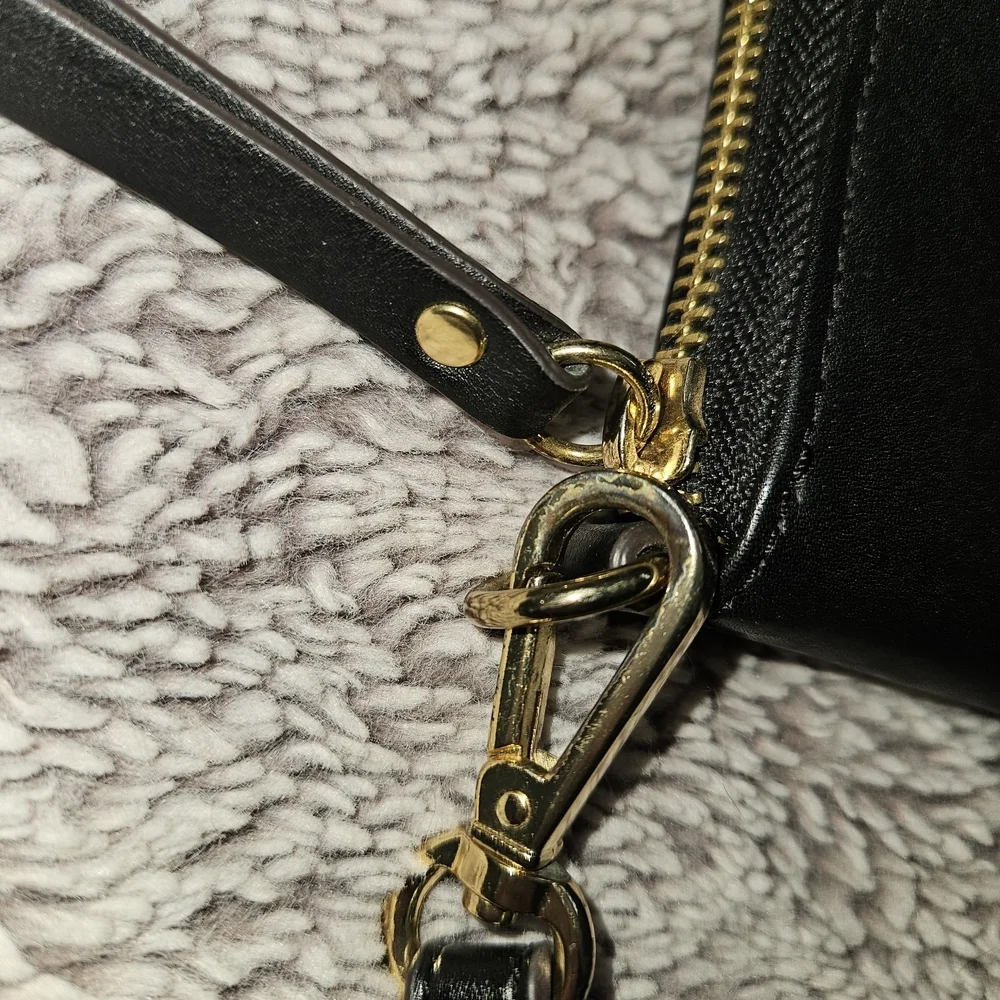 Emma & Sophia Black Zip-Around Wristlet Wallet | Gold Hardware